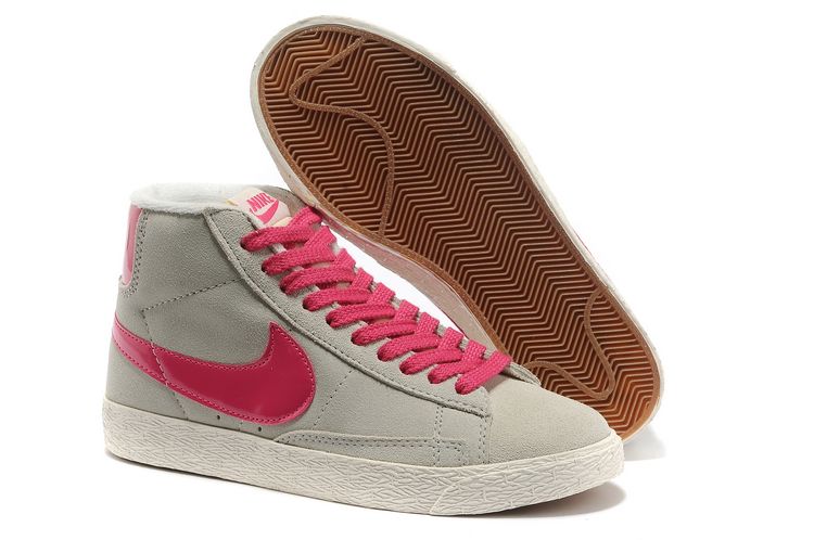 Nike Blazer Mid Suede Cru Des Femmes Chaussures Gris Clair Rouge